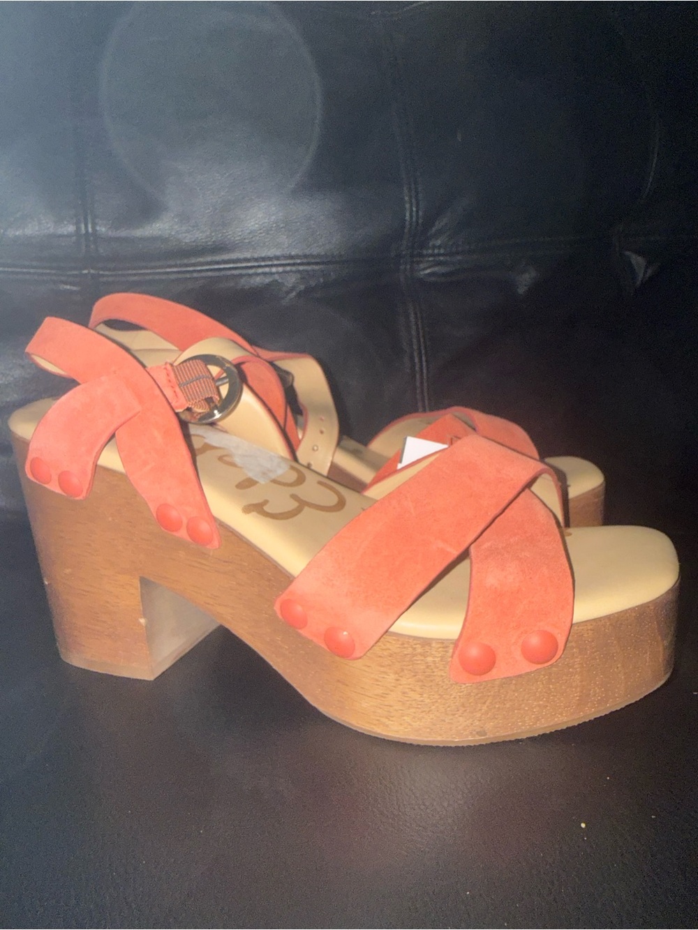 Sam Edelman Orange Suede Platform Sandals